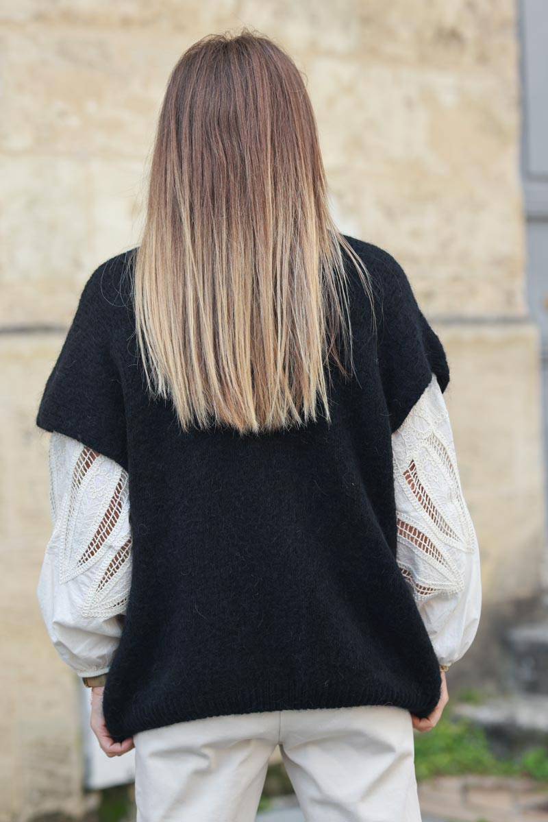 GILET LONG SANS MANCHE MOHAIR