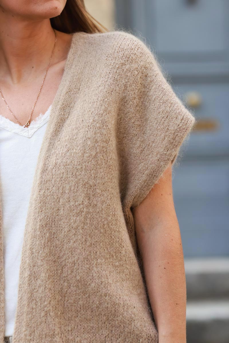 GILET LONG SANS MANCHE MOHAIR