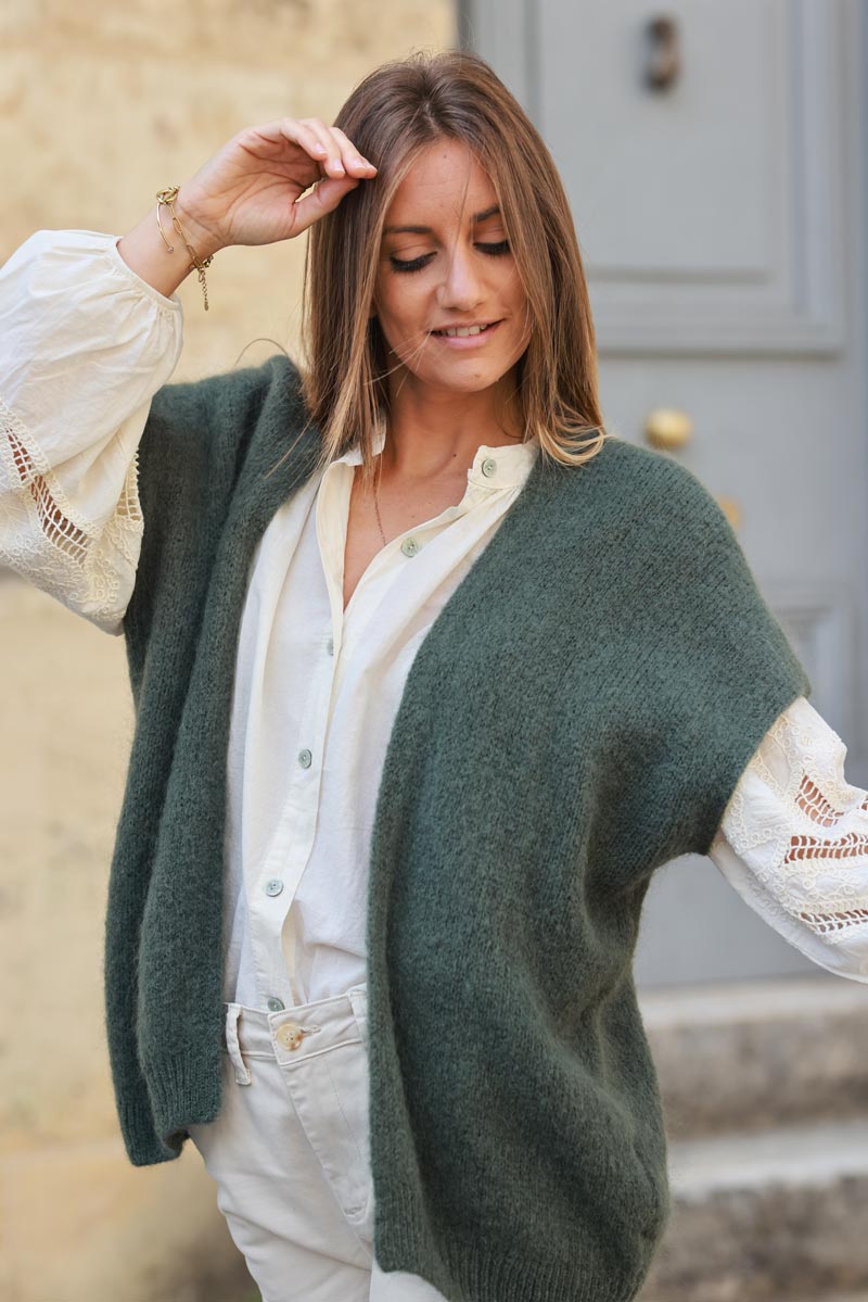 GILET LONG SANS MANCHE MOHAIR