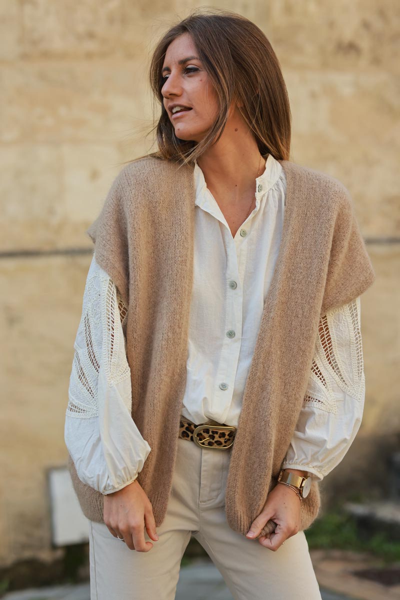 GILET LONG SANS MANCHE MOHAIR