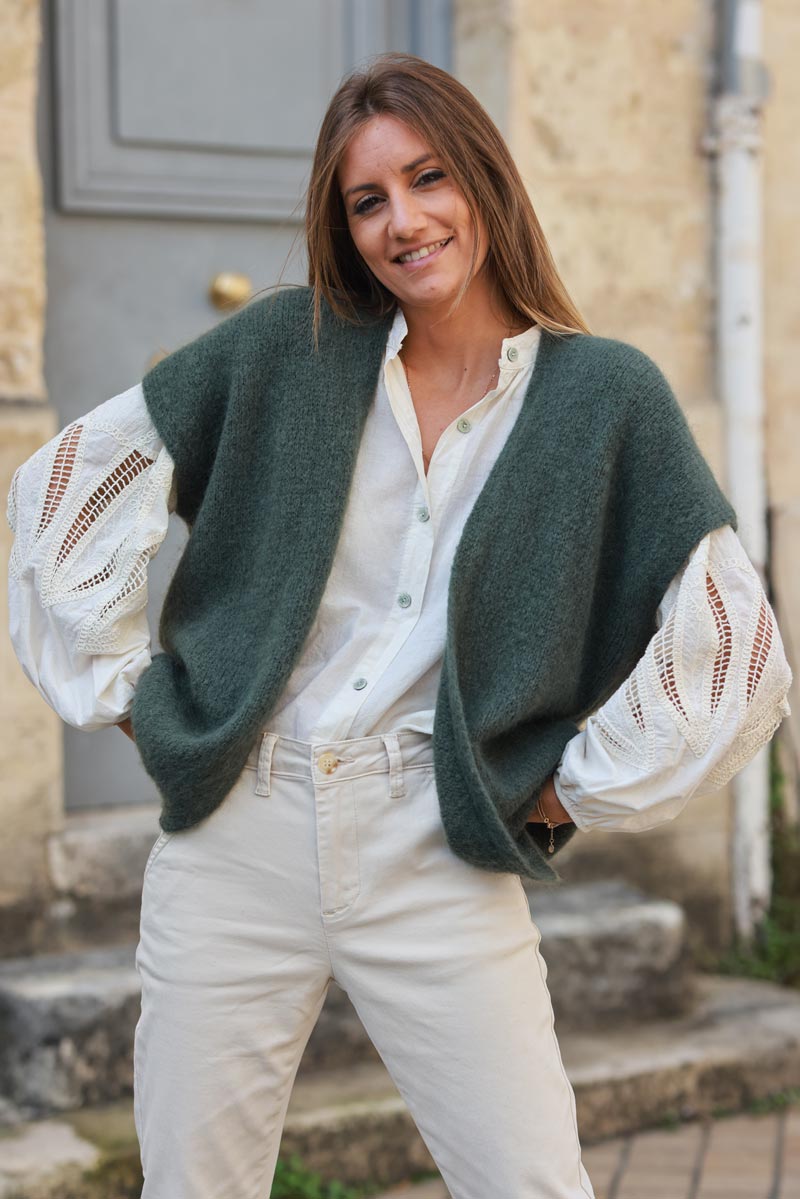 GILET LONG SANS MANCHE MOHAIR