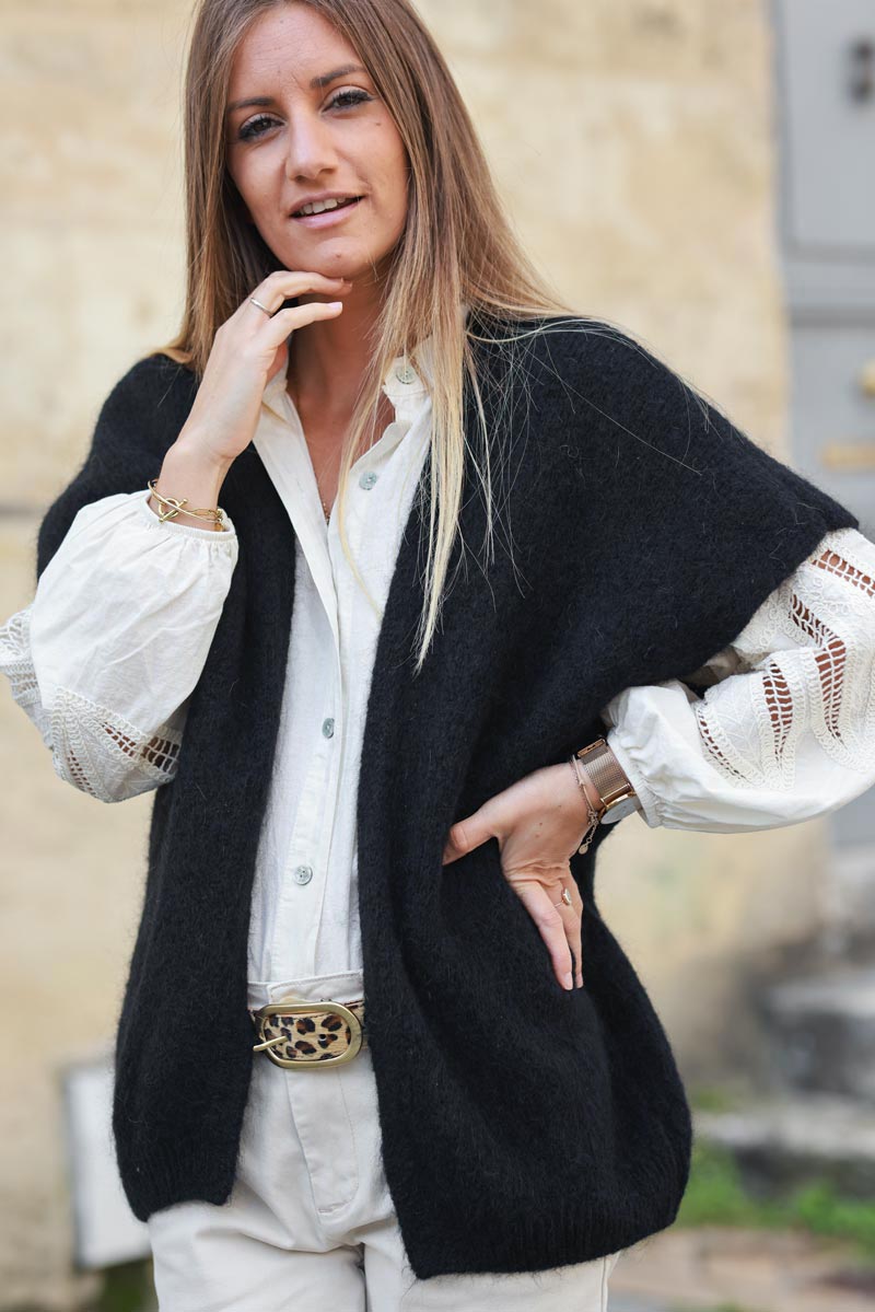 GILET LONG SANS MANCHE MOHAIR