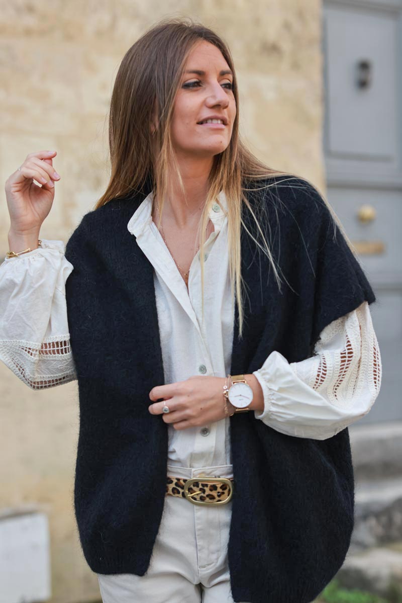 GILET LONG SANS MANCHE MOHAIR