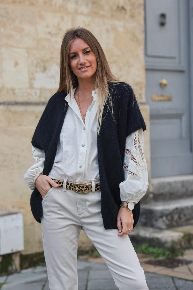 GILET LONG SANS MANCHE MOHAIR