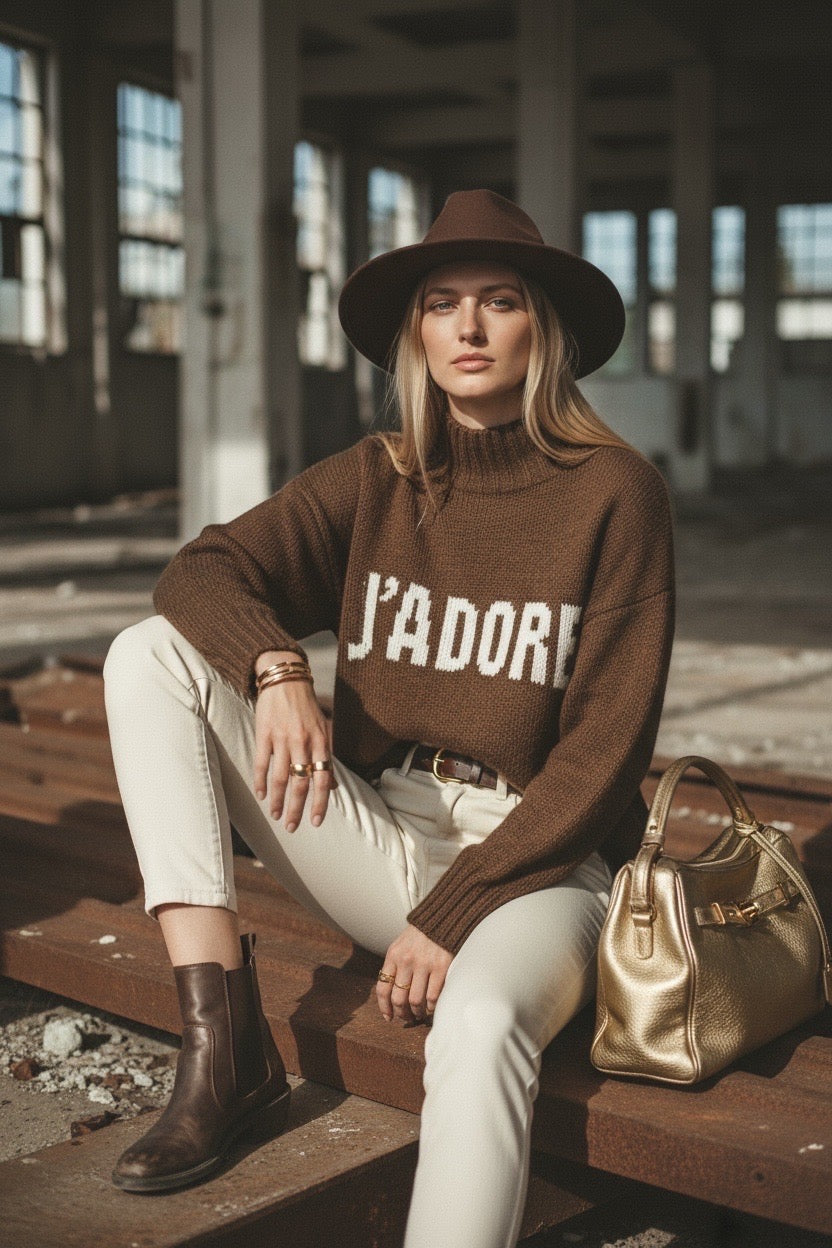 PULL J’ADORE COL ROULER