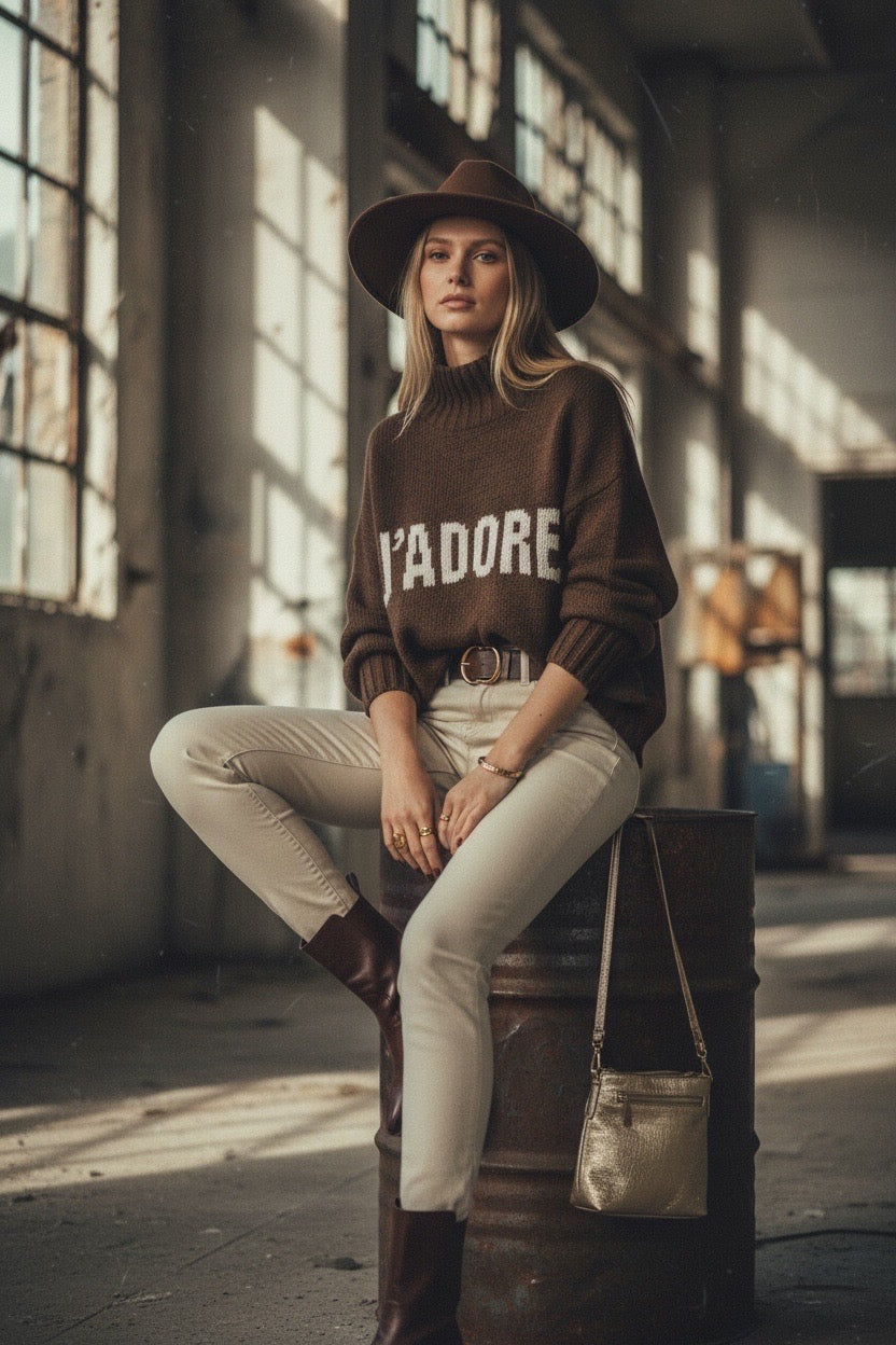 PULL J’ADORE COL ROULER