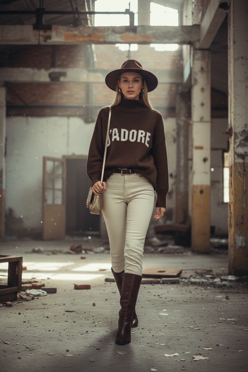 PULL J’ADORE COL ROULER