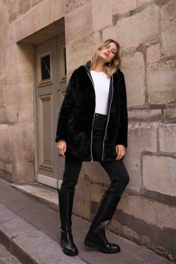 IMPERMÉABLE FOURRÉ RÉVERSIBLE LONG