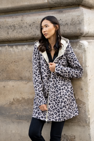 IMPERMÉABLE RÉVERSIBLE LONG MI-SAISON LÉOPARD