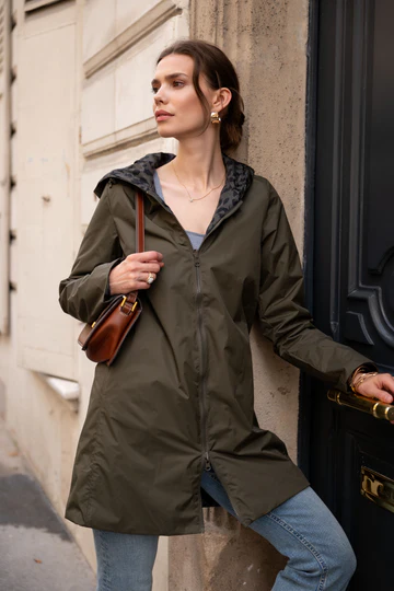 IMPERMÉABLE RÉVERSIBLE LONG MI-SAISON LÉOPARD